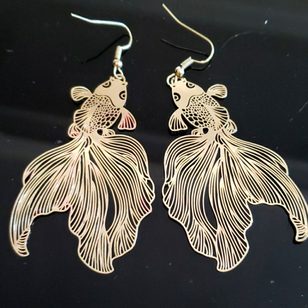 Koi Fish Cut-out Copper Earrings